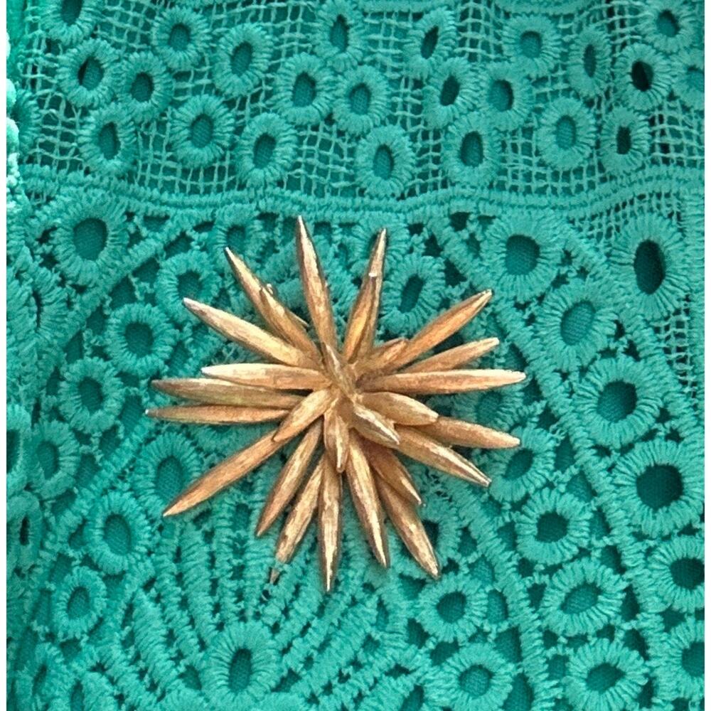 Vintage Marcel Boucher Brooch Signed Goldtone Starburst Pin, 1950s Mid-Century